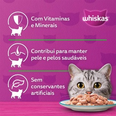 Ração Úmida Whiskas Sachê Peixe ao Molho para Gatos Adultos Castrados 85 g