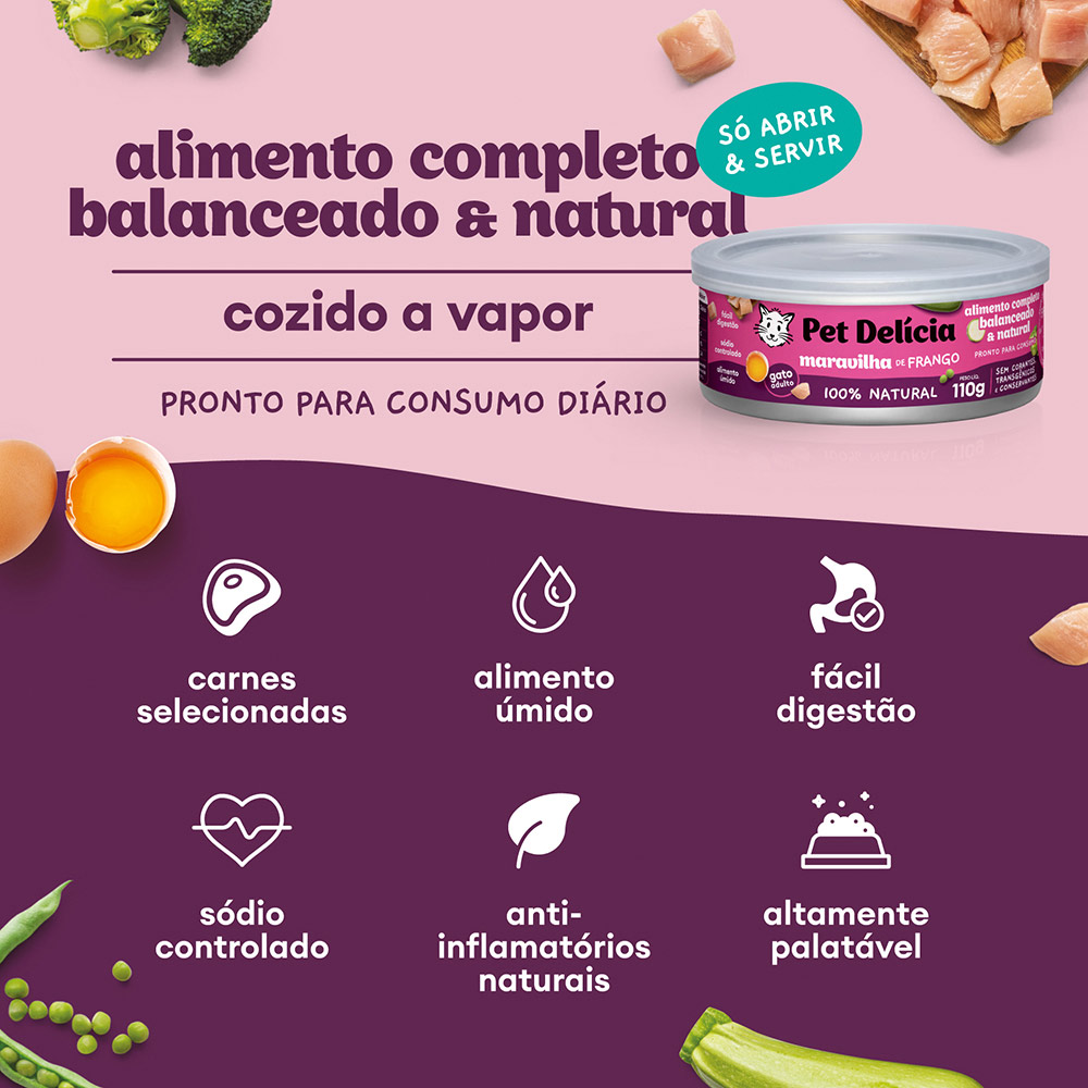 Ração Úmida Natural Pet Delícia Maravilha de Frango para Gatos