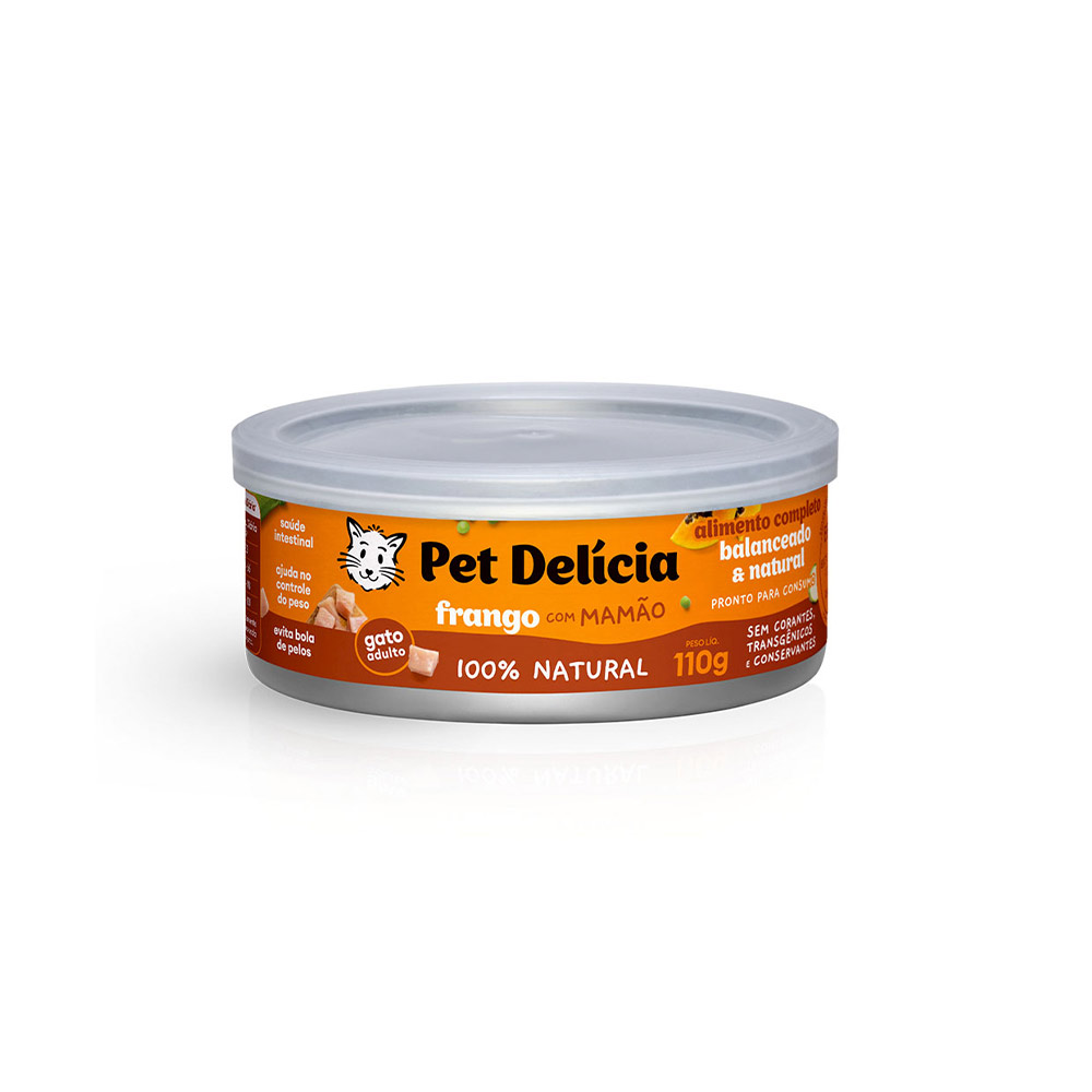 Ração Úmida Natural Pet Delícia Frango com Mamão para Gatos Adultos