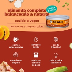 Ração Úmida Natural Pet Delícia Frango com Mamão para Gatos Adultos