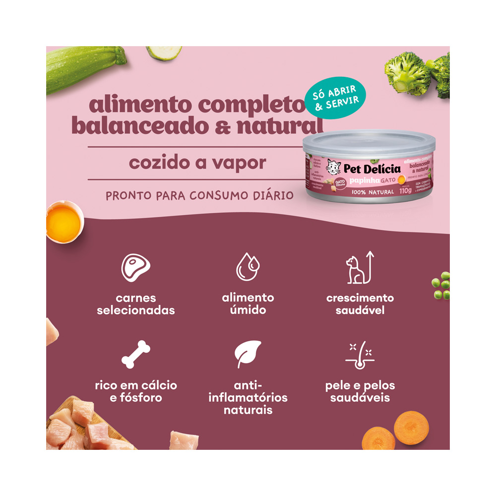 Ração Úmida Natural Pet Delícia Papinha para Gatos Filhotes 110 g
