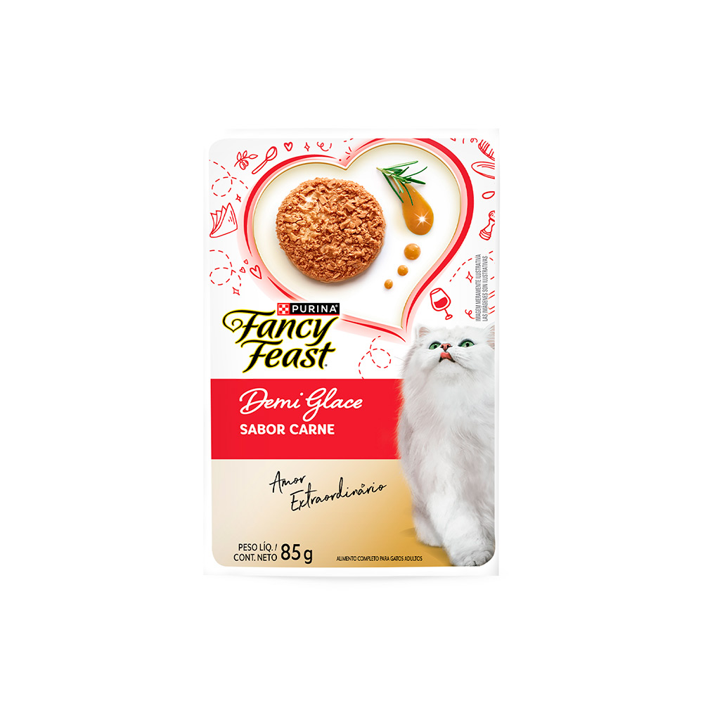 Ração Úmida Fancy Feast Demi Glace para Gatos Sabor Carne 85g