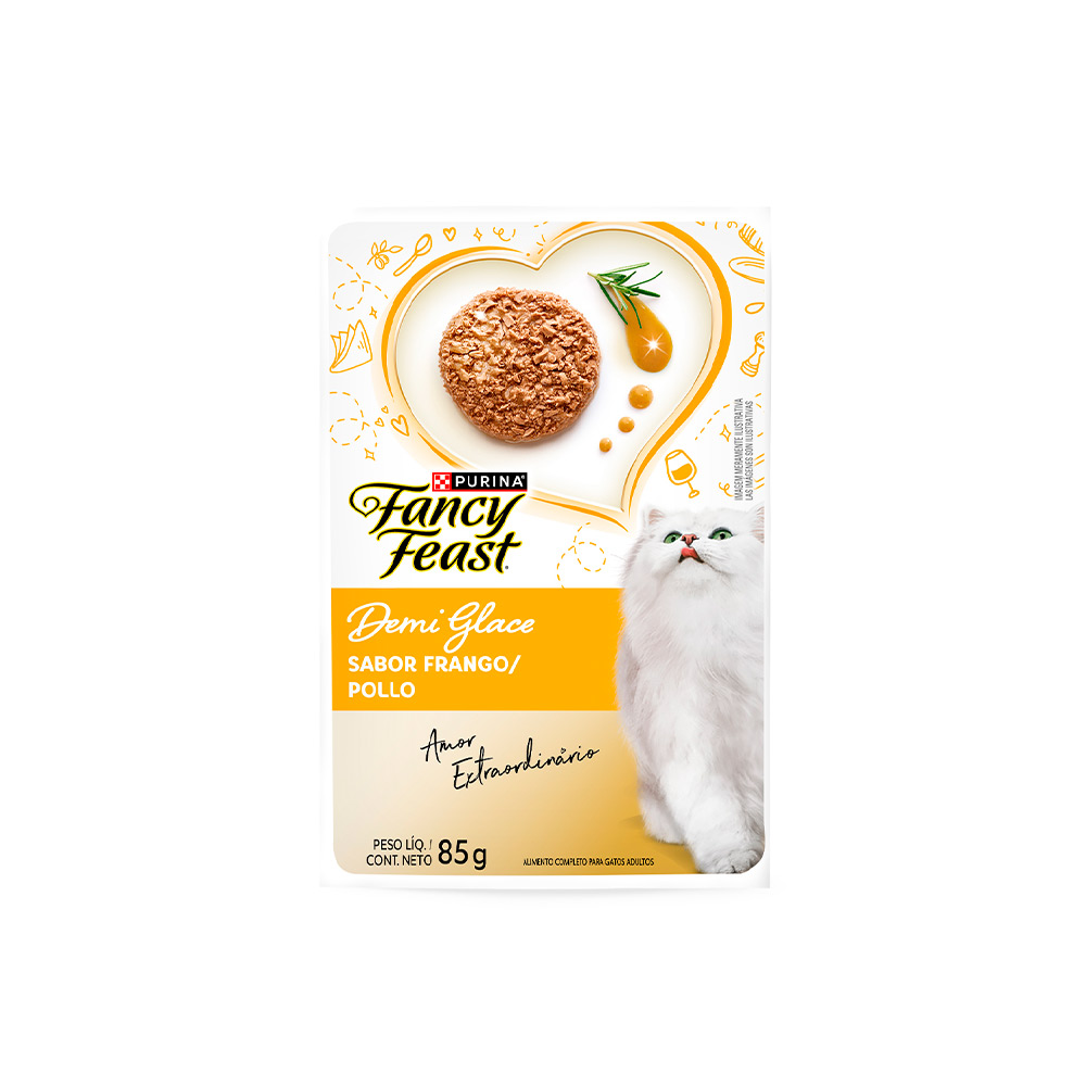Ração Úmida Fancy Feast Demi Glace para Gatos Sabor Frango 85g
