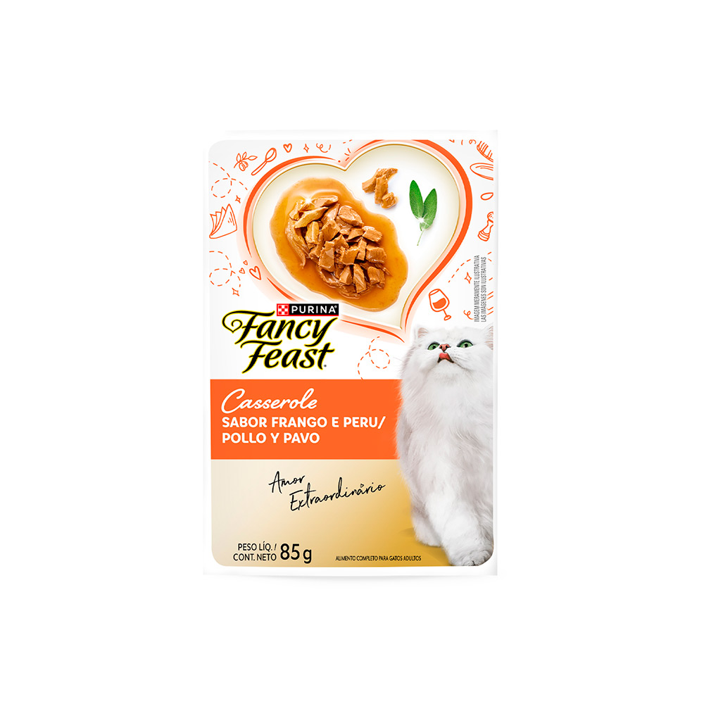 Ração Úmida Fancy Feast Casserole para Gatos Sabor Frango e Peru 85g