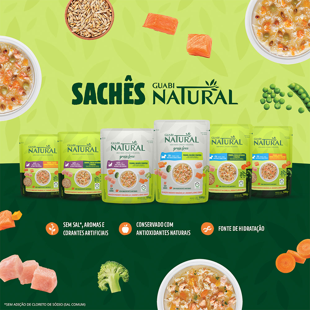 Ração Úmida para Gatos Adultos Guabi Natural Salmão e Frango 85g