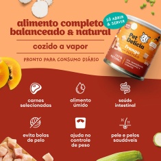 Ração Úmida Natural Pet Delícia Frango com Mamão para Gatos Adultos