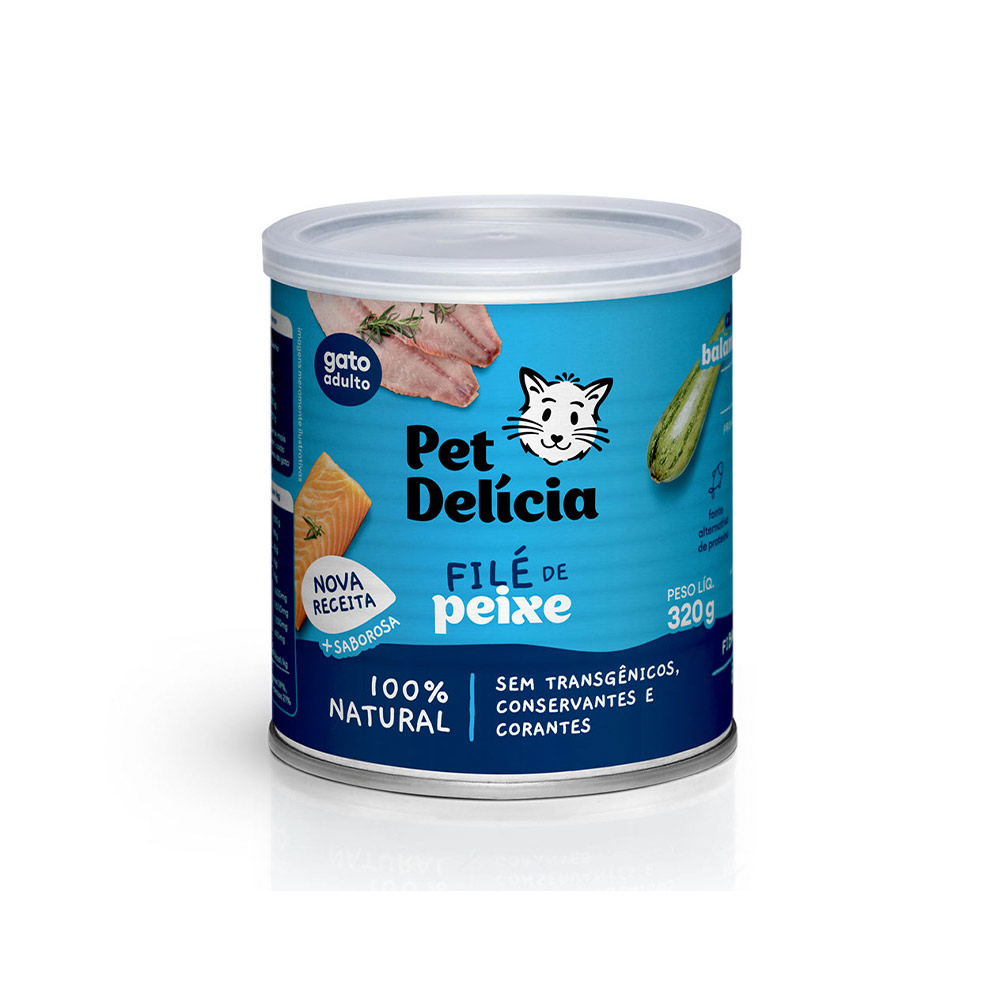 Ração Úmida Natural Pet Delícia Filé de Peixe Proteína Alternativa para Gatos Adultos 320 g