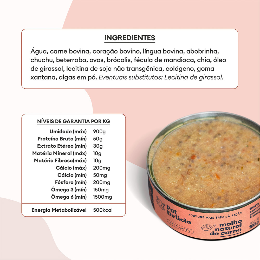 Molho Natural Pet Delícia Carne para Gatos 100 g