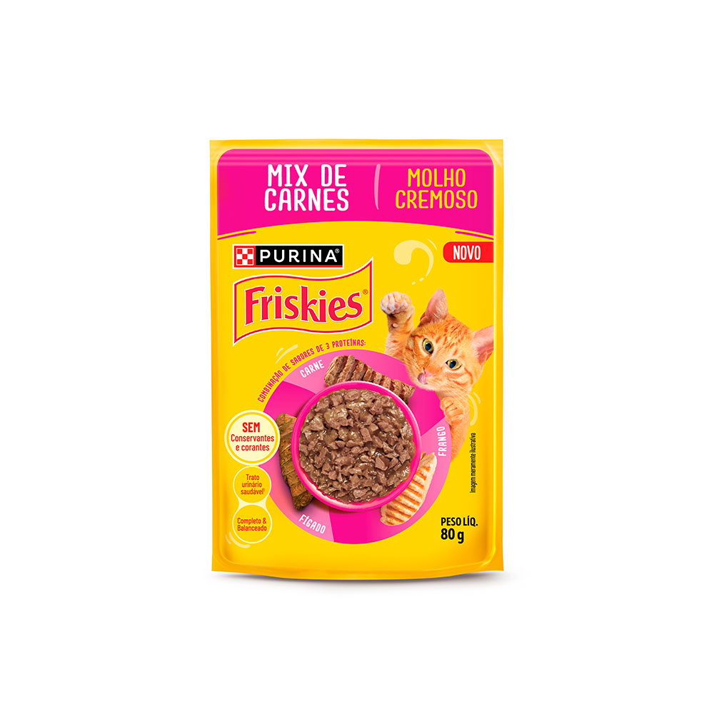 Ração Úmida Friskies Sachê para Gatos Sabor Mix de Carne 80 g