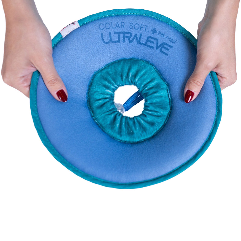 Colar Elisabetano Pet Med Ultraleve Soft Petróleo e Turquesa para Gatos