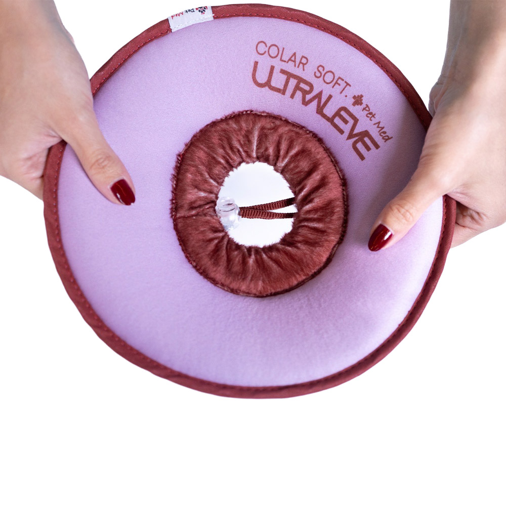 Colar Elisabetano Pet Med Ultraleve Soft Rosa e Bordô para Gatos