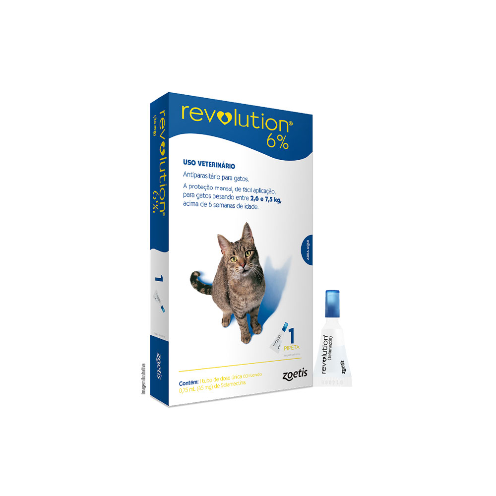 Revolution Zoetis 6% 0.75ml para Gatos 2,6Kg a 7,5Kg