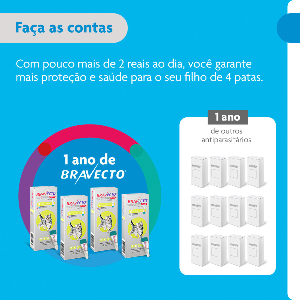 Antiparasitário Bravecto Plus Transdermal 112,5mg para Gatos de 1,2 a 2,5kg - MSD Saúde Animal