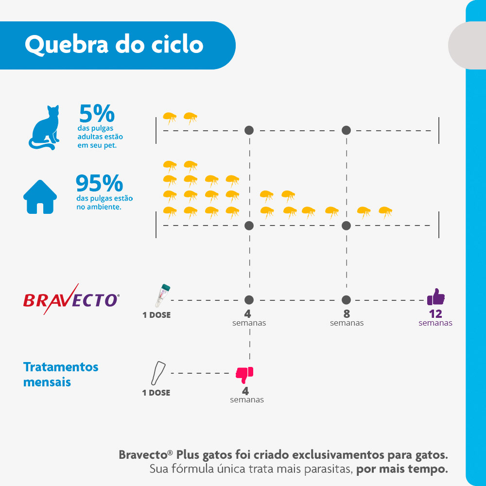 Antiparasitário Bravecto Plus Transdermal 500mg para Gatos de 5,25 a 12,5kg - MSD Saúde Animal