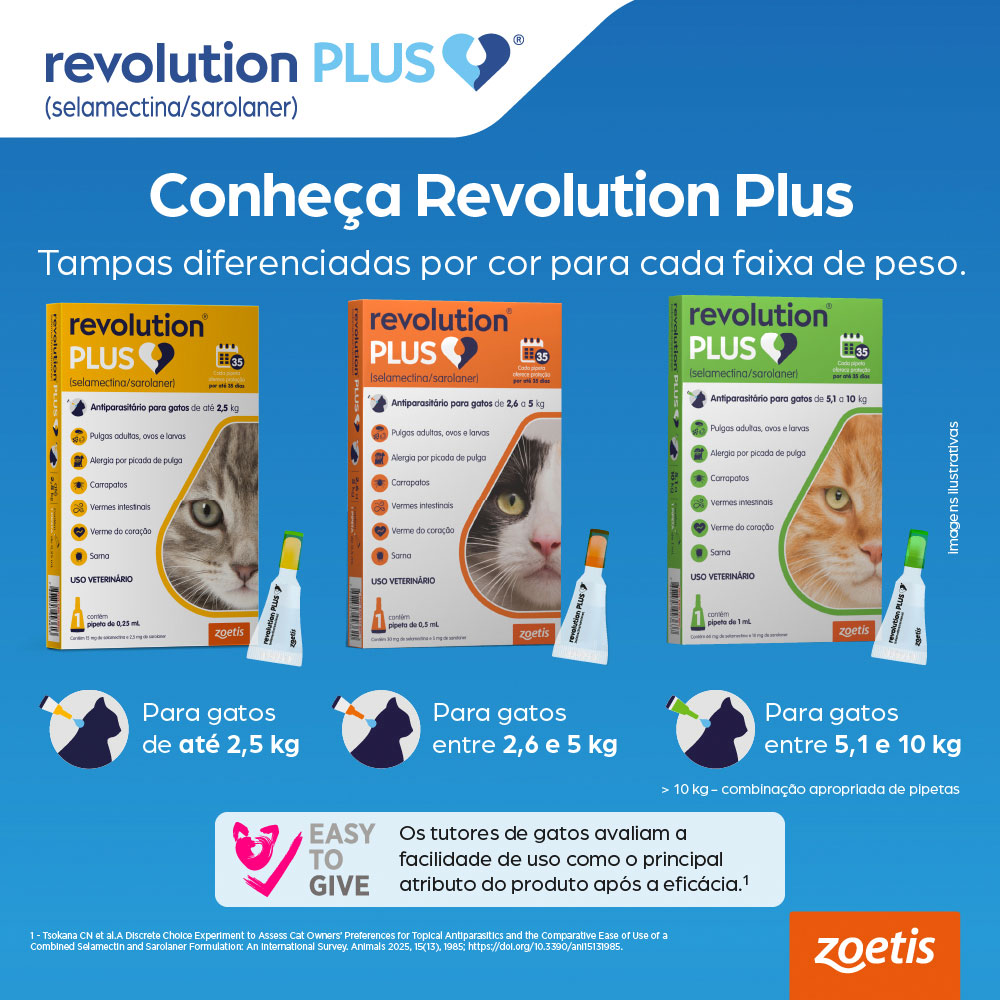 Antiparasitário Revolution Plus Zoetis para Gatos de 1,25 kg a 2,5 kg