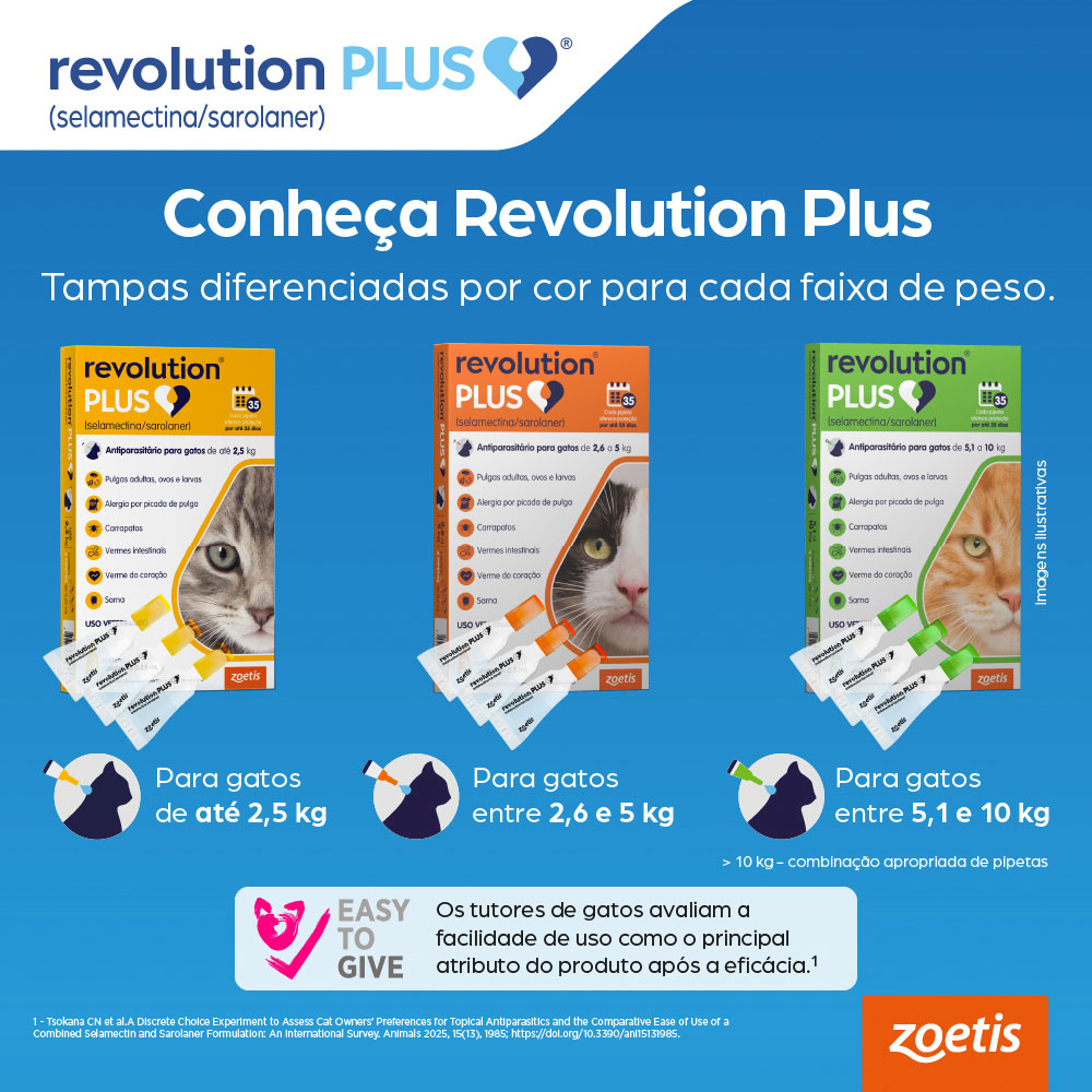 Antiparasitário Revolution Plus Zoetis para Gatos de 5,1 kg a 10 kg - 1 ml