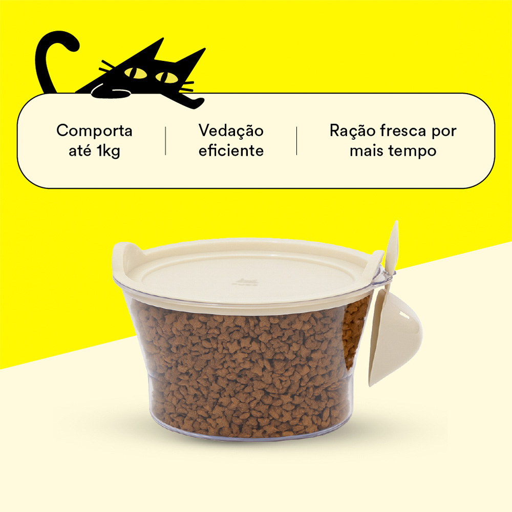 Porta Ração Fuzz Bege para Gatos 1 kg