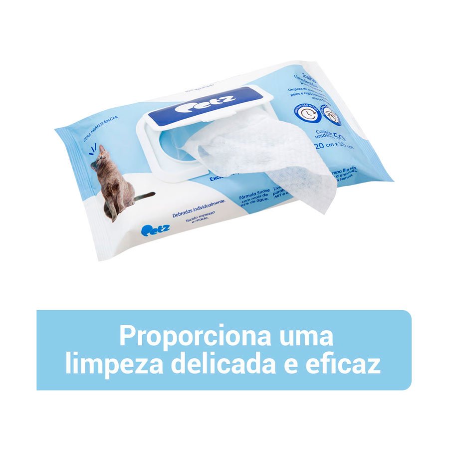 Toalha Umedecida Petz para Gatos 50 Unidades