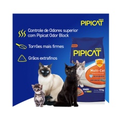 Areia Higiênica Pipicat Multicat para Gatos