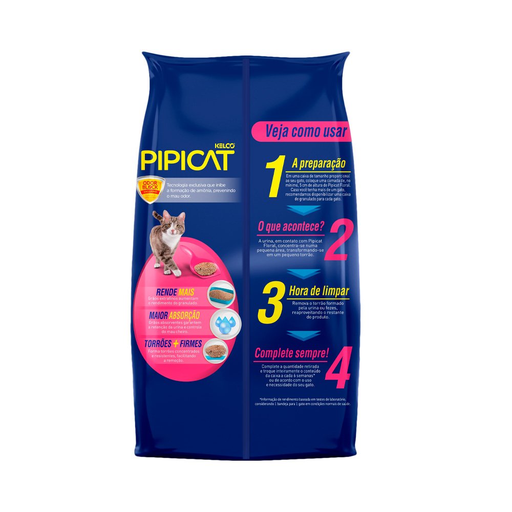 Areia Higiênica Pipicat Floral para Gatos