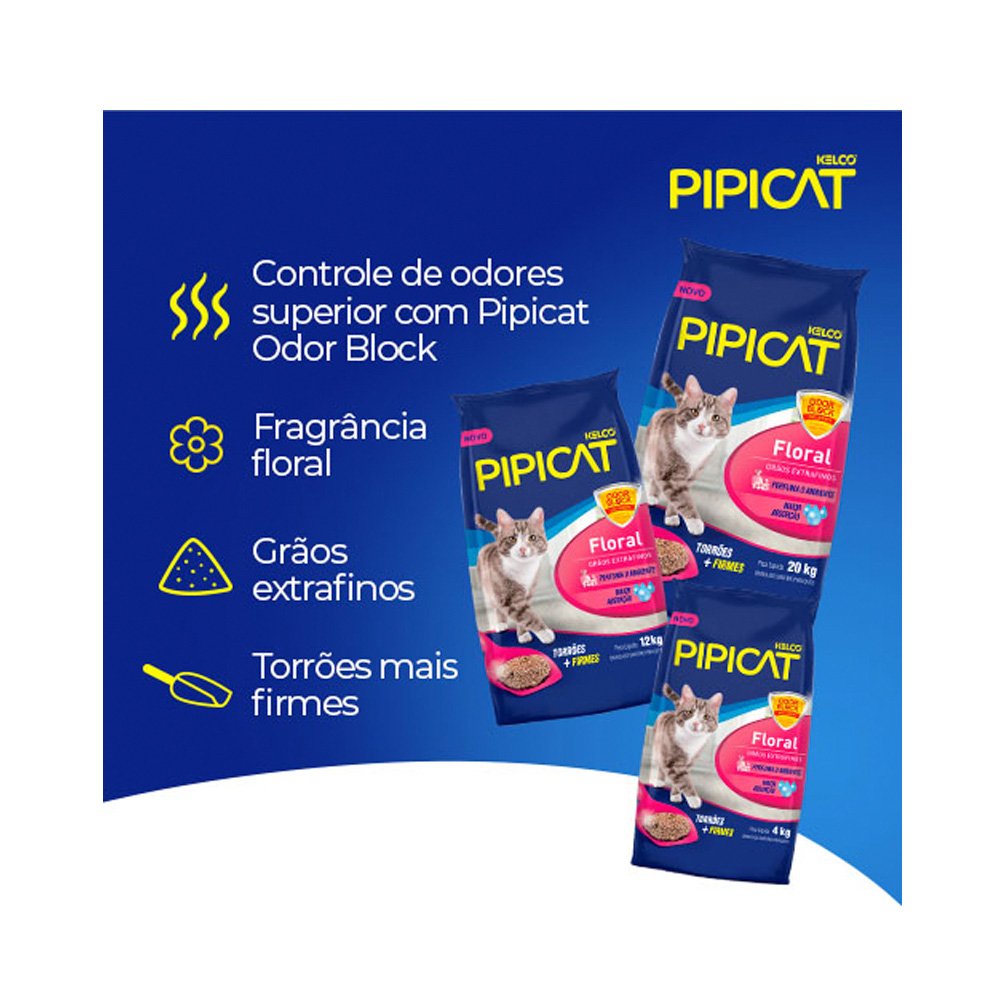 Areia Higiênica Pipicat Floral para Gatos