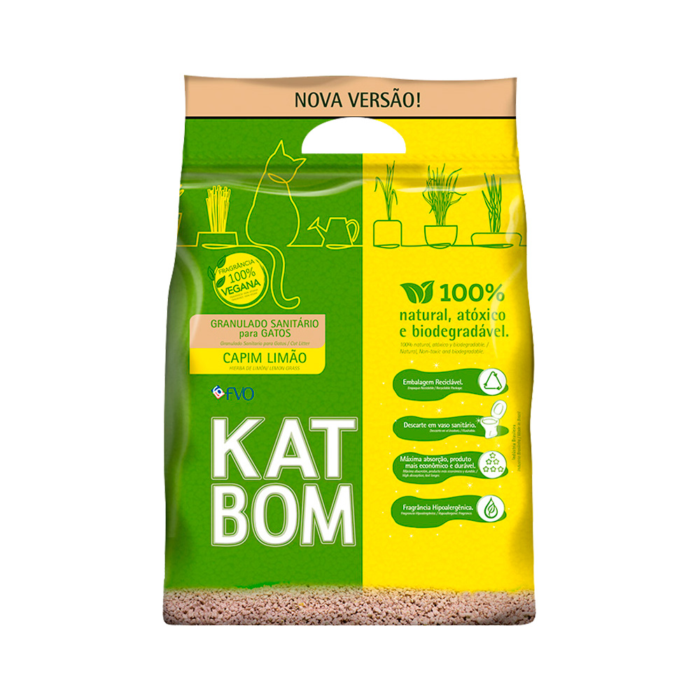 Granulado Higiênico Kat Bom Capim Limão para Gatos