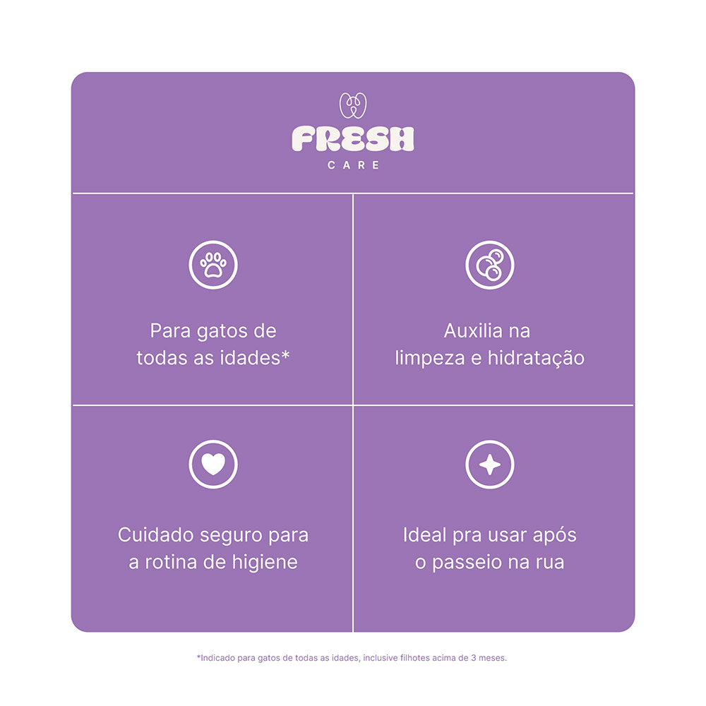 Kit Cuidados Fresh Care de Banho a Seco, Limpa Patas e Hidratante para Gatos