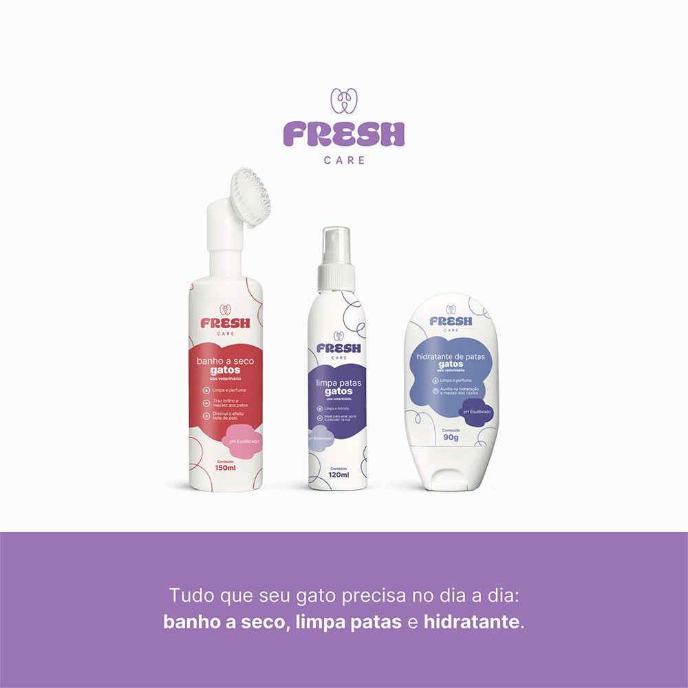 Kit Cuidados Fresh Care de Banho a Seco, Limpa Patas e Hidratante para Gatos