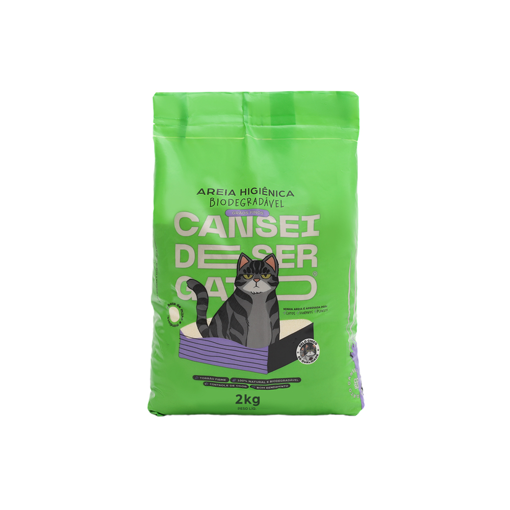 Areia Higiênica Cansei de Ser Gato Biodegradável Grãos Finos