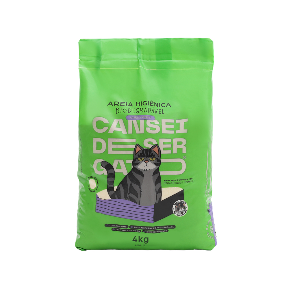 Areia Higiênica Cansei de Ser Gato Biodegradável Grãos Finos Areia Higiênica Cansei de Ser Gato Biodegradável Grãos Finos