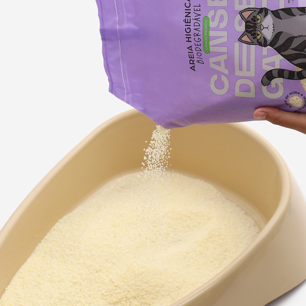 Areia Higiênica Cansei de Ser Gato Biodegradável Grãos Médios