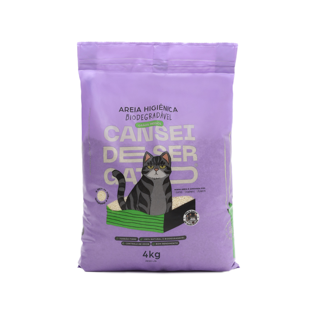 Areia Higiênica Cansei de Ser Gato Biodegradável Grãos Médios