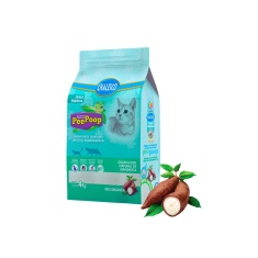 Areia Higiênica PeePoop Biodegradável Mandioca Grãos Médios para Gatos 4 kg