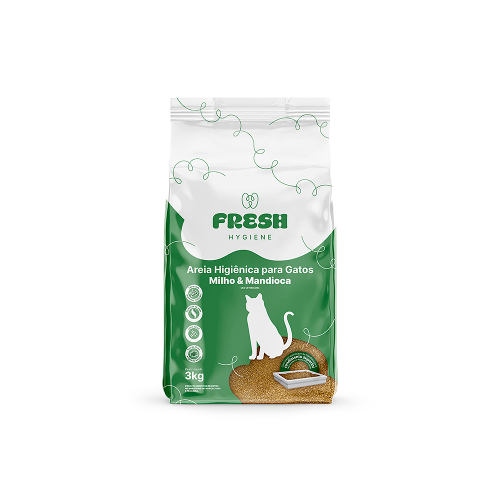 Areia Higiênica Fresh Milho e Mandioca para Gatos 3 kg