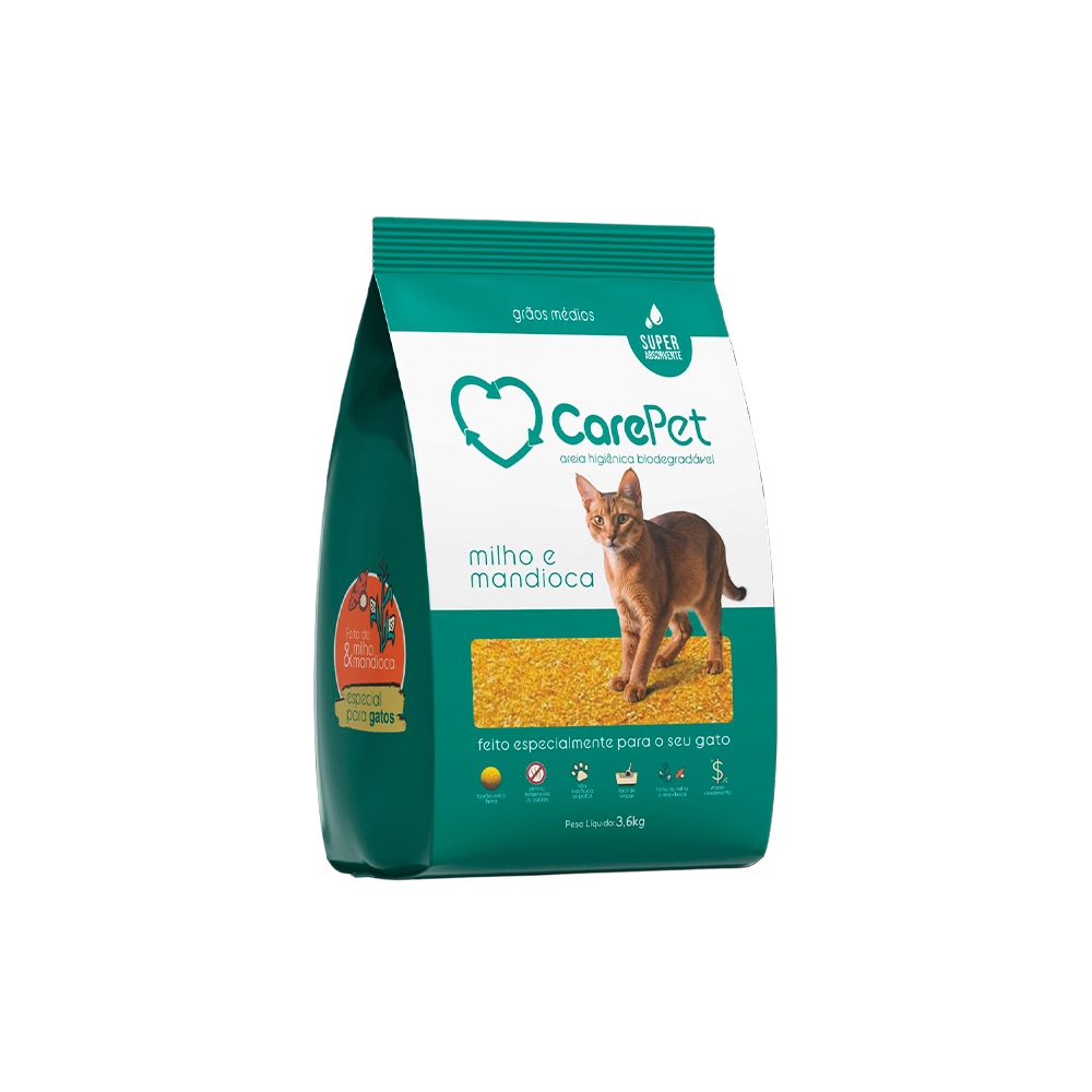 Areia Carepet Milho e Mandioca para Gatos 3,6kg