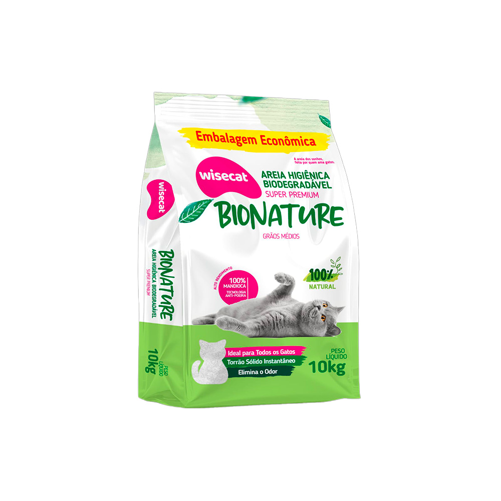 Areia Higiênica Bionature Biodegradável Super Premium para Gatos