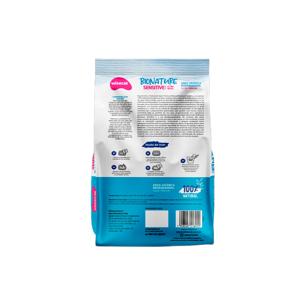 Areia Bionature Sensitive para Gatos