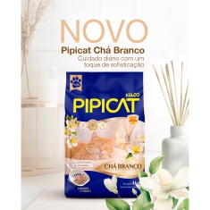 Areia Higiênica Pipicat Chá Branco para Gatos 4 kg