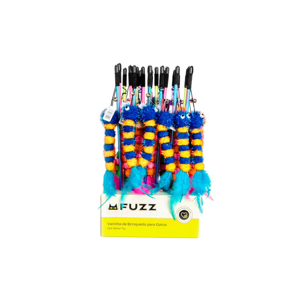 Brinquedo Fuzz Varinha de Minhoca para Gatos - Cores Sortidas