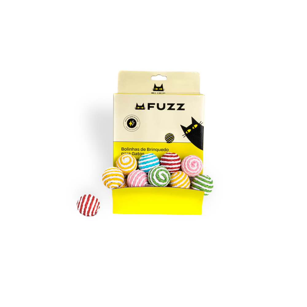 Brinquedo Fuzz Bolas de Carnaval para Gatos - Cores Sortidas