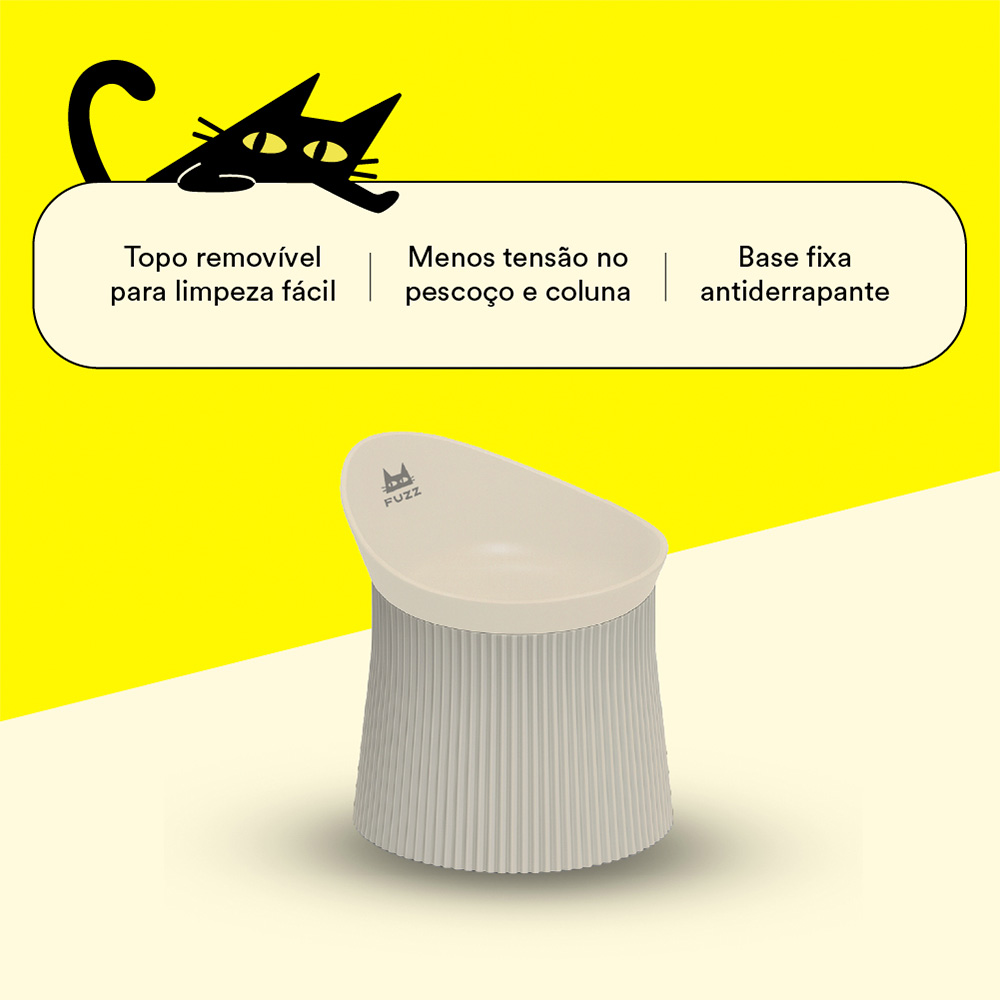 Comedouro Ergonômico Fuzz Bege para Gatos 390 ml