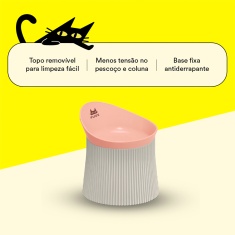 Comedouro Ergonômico Fuzz Rosa para Gatos 390 ml