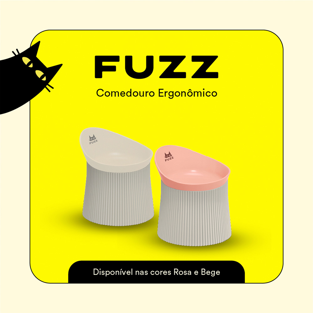 Comedouro Ergonômico Fuzz Rosa para Gatos 390 ml