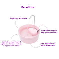 Fonte Amicus Aqua Porcelana Rosa para Gatos