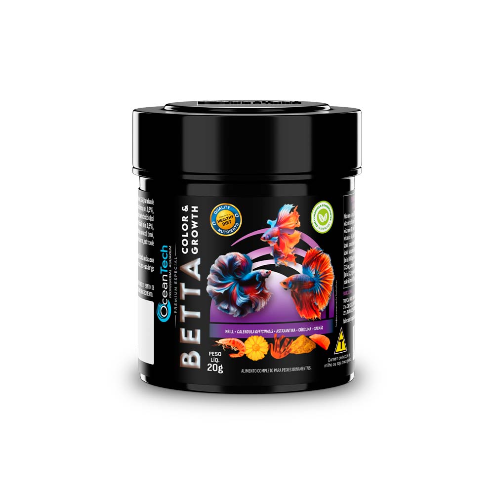 Alimento Ocean Tech Betta Color e Growth para Peixes Betta