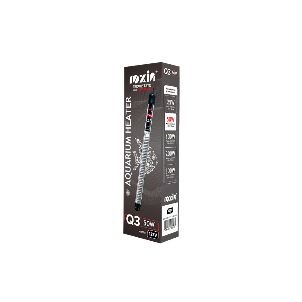 Termostato Roxin Q3 HT-1300 50W com Aquecedor para Aquários