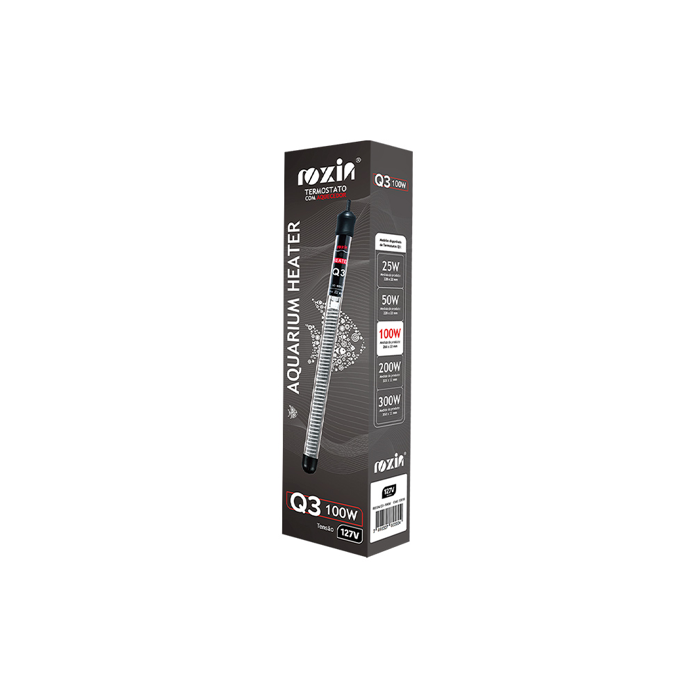 Termostato Roxin Q3 HT-1300 100W com Aquecedor para Aquários