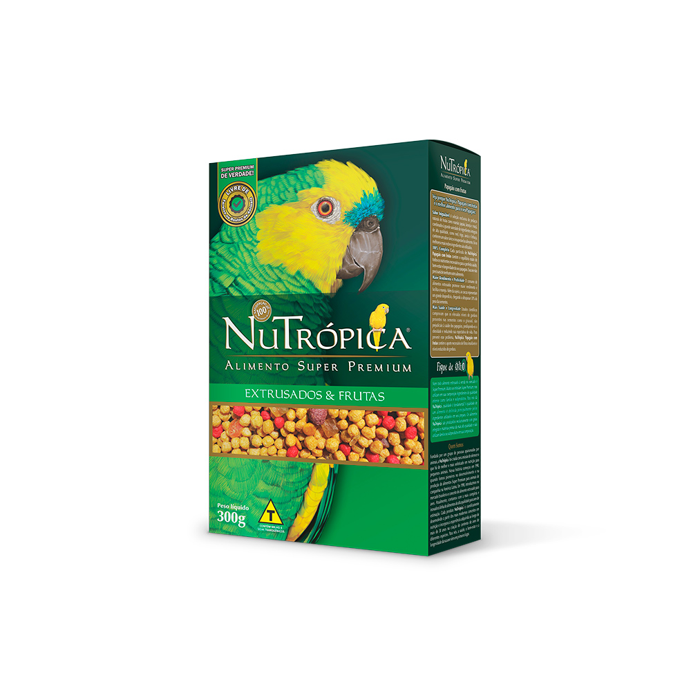 Alimento Nutrópica Extrusados e Frutas para Papagaio