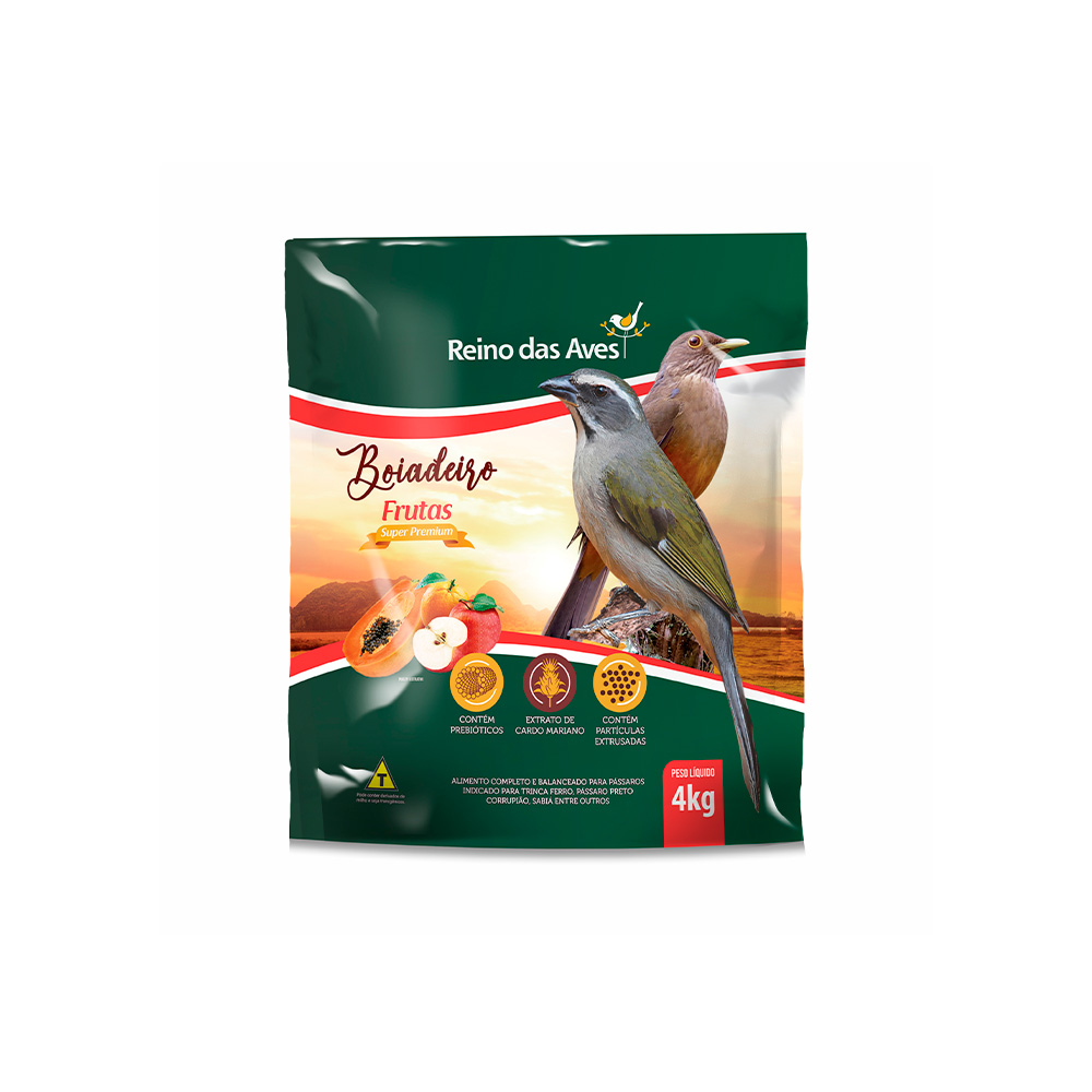 Ração Reino das Aves Boiadeiro Frutas para Pássaros