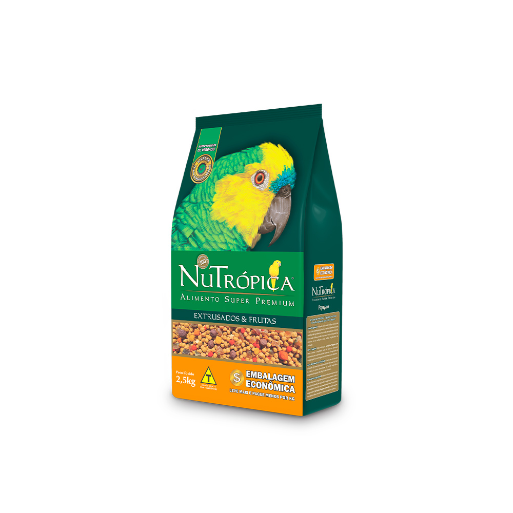 Alimento Nutrópica Extrusados e Frutas para Papagaio